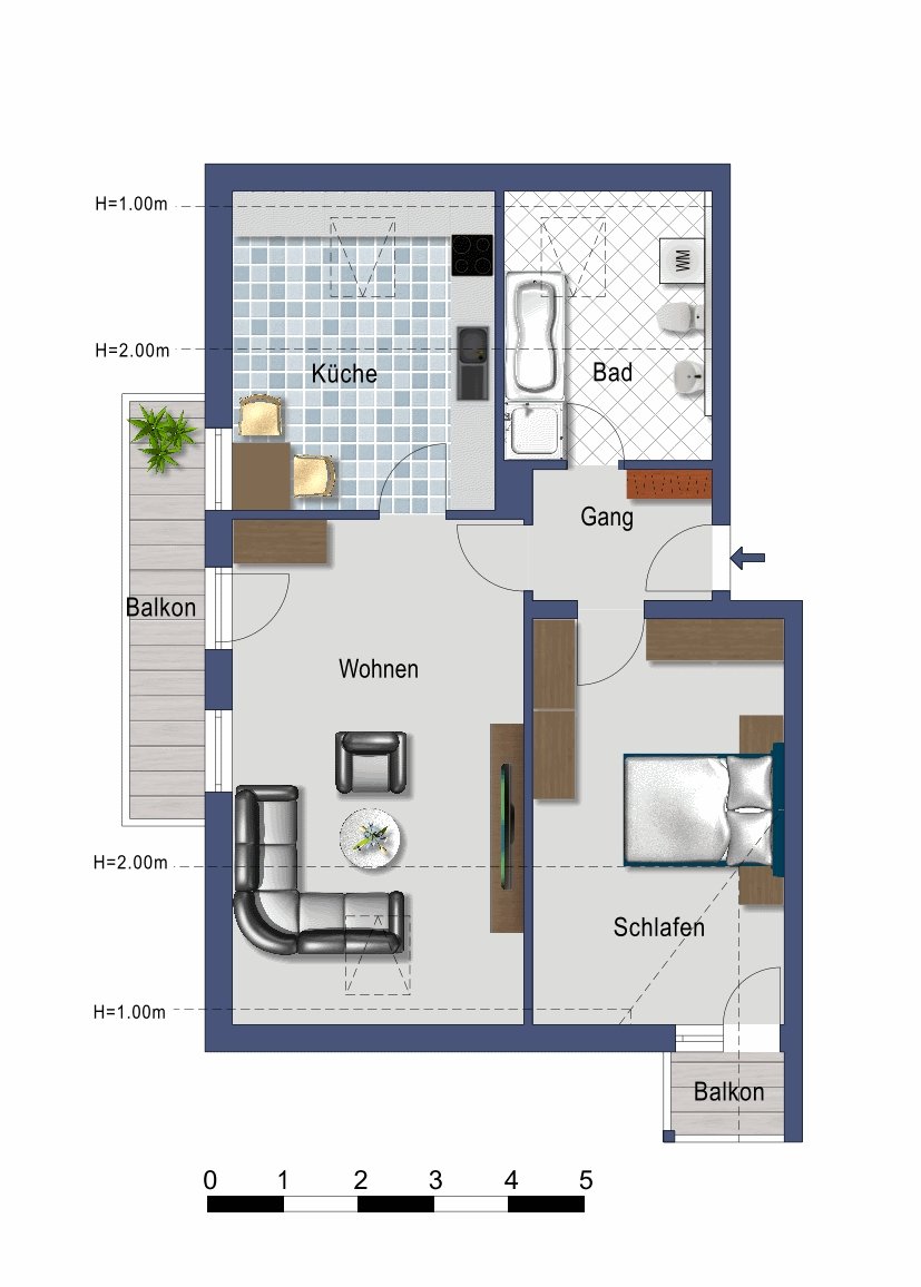 Grundriss DG Dachgeschosswohnung Tacherting