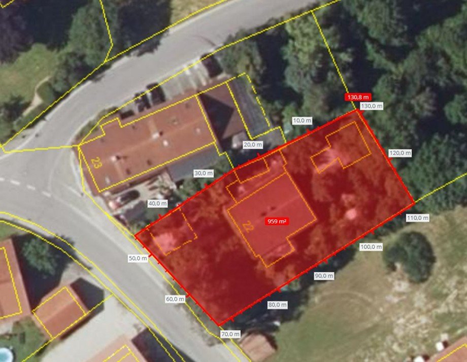 Grundst�ck markiert Wohngrundst�ck Schwindegg