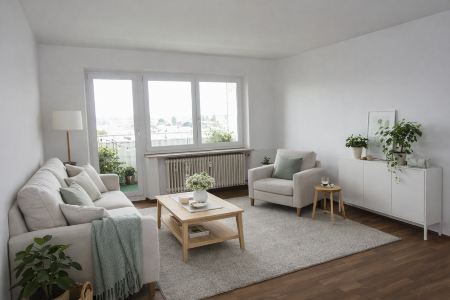 Wohnzimmer KI generiert Etagenwohnung Neu�tting