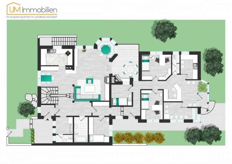 GR EG Waldkraiburg Mehrfamilienhaus Gro�z�giges Mehrgenerationenhaus mit B�ro-/Praxisanteil und Ausbaupotenzial