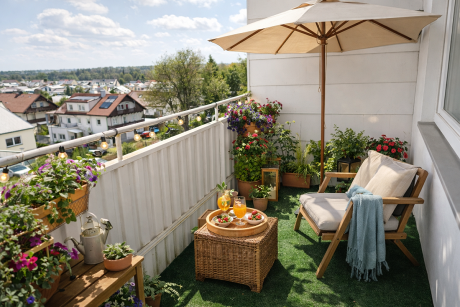 Balkon KI generiert Etagenwohnung Neu�tting