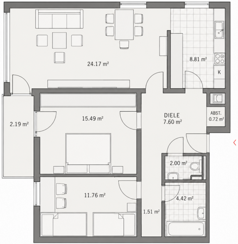 GrundR 3 Zi Grassau Grassau Erdgeschosswohnung 3-Zi. Erdgeschoss-Wohnung mit Balkon, sofort beziehbar