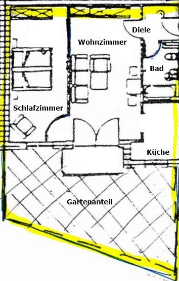 Grundriss markiert-2 Terrassenwohnung Neumarkt-Sankt Veit