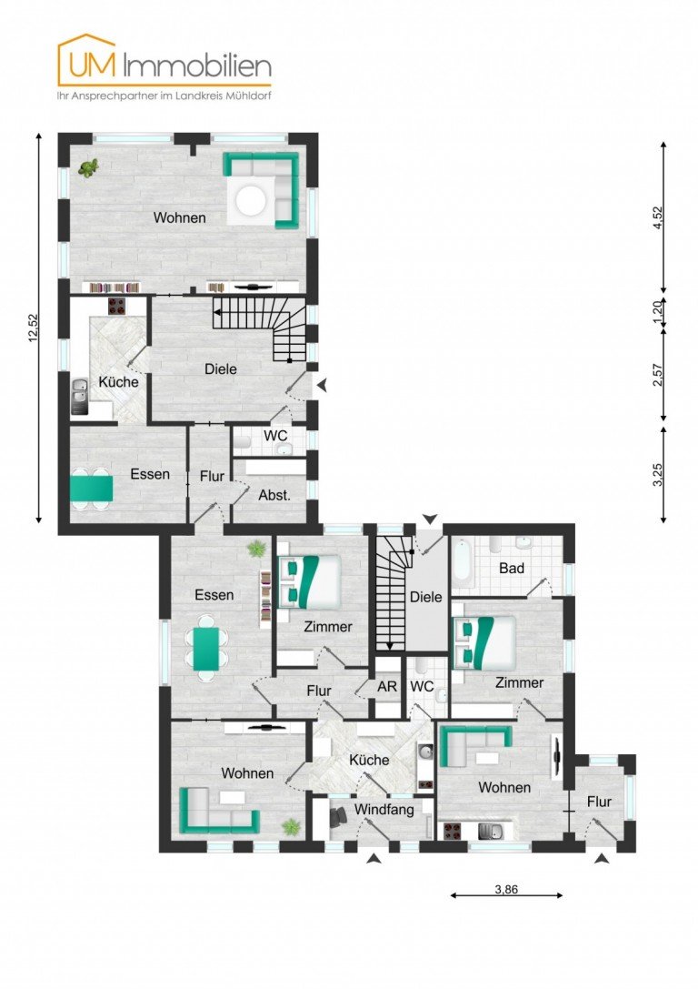 Grundriss EG Hamb�hren Mehrfamilienhaus 5% Rendite: Mehrfamilienhaus mit 4 Einheiten: attraktive Rendite und weiteres Steigerungspotenzial