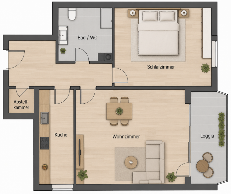 GrundR KI-generiert Waldkraiburg Wohnung 2-Zi.-Wohnung mit Balkon, Aufzug, Stellplatz - ideal f�r junge Paare