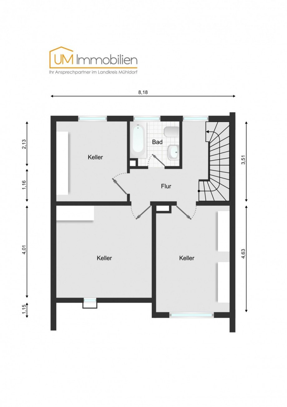 Grundriss KG Reihenmittelhaus Teising