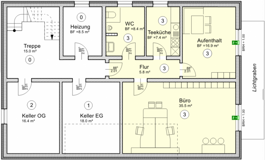 GR Untergeschoss B�rohaus Griesst�tt